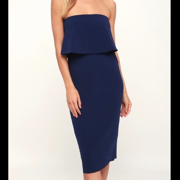 Lulus Dresses & Skirts - Lulu’s Lots of Love navy blue strapless dress